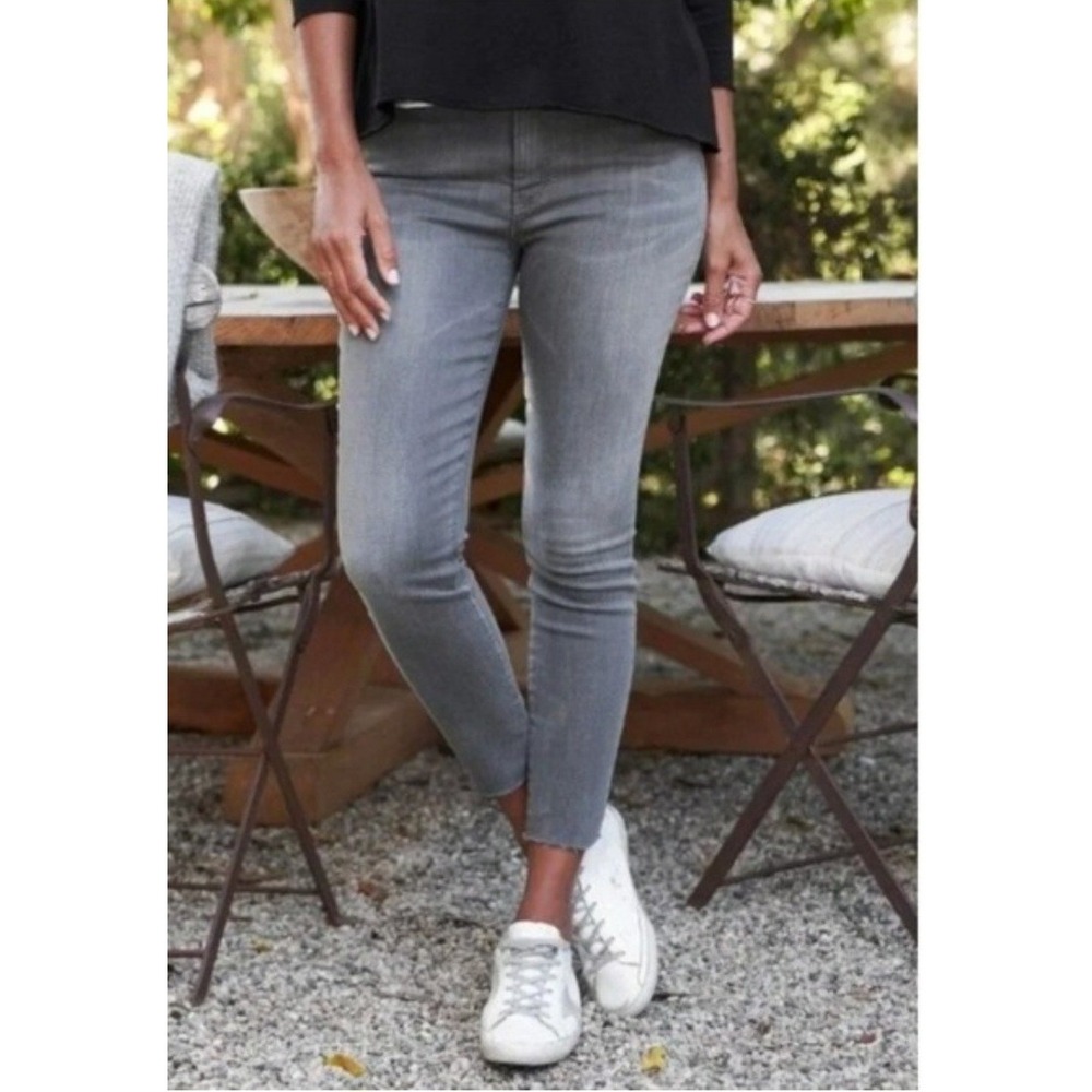 Frank & Eileen Sligo High Rise Skinny Jeans Crop Faded Black Raw Hem Size 30 USA